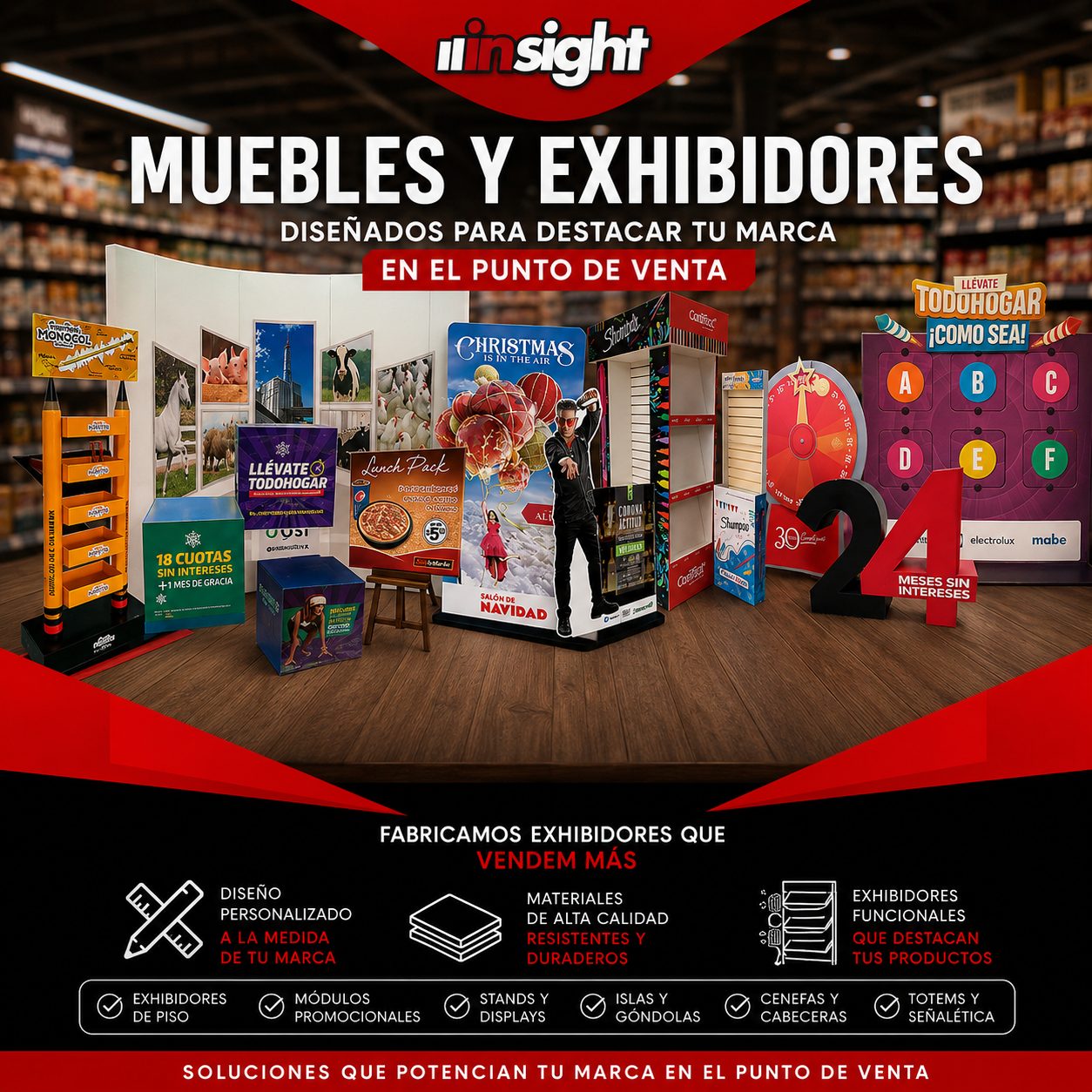 Muebles y exhibidores para puntos de venta en Quito - Insight Ecuador